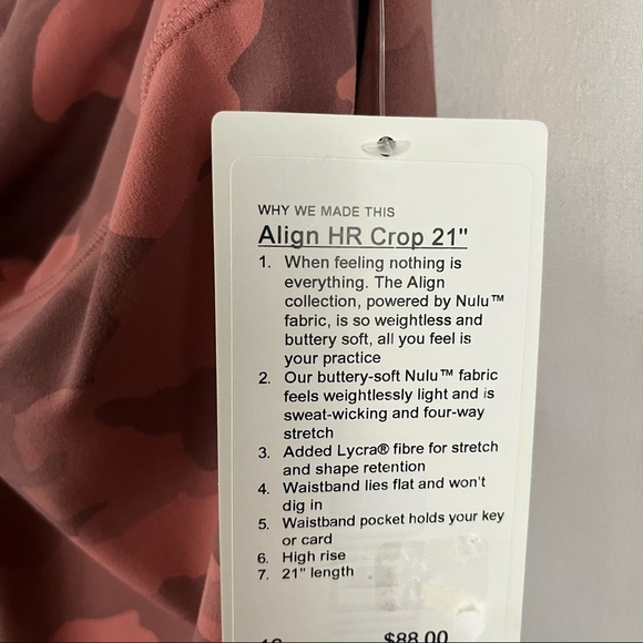 LULULEMON Align Cropped 21" Leggings in Heritage 365 Camo Brier Rose - Picture 8 of 10